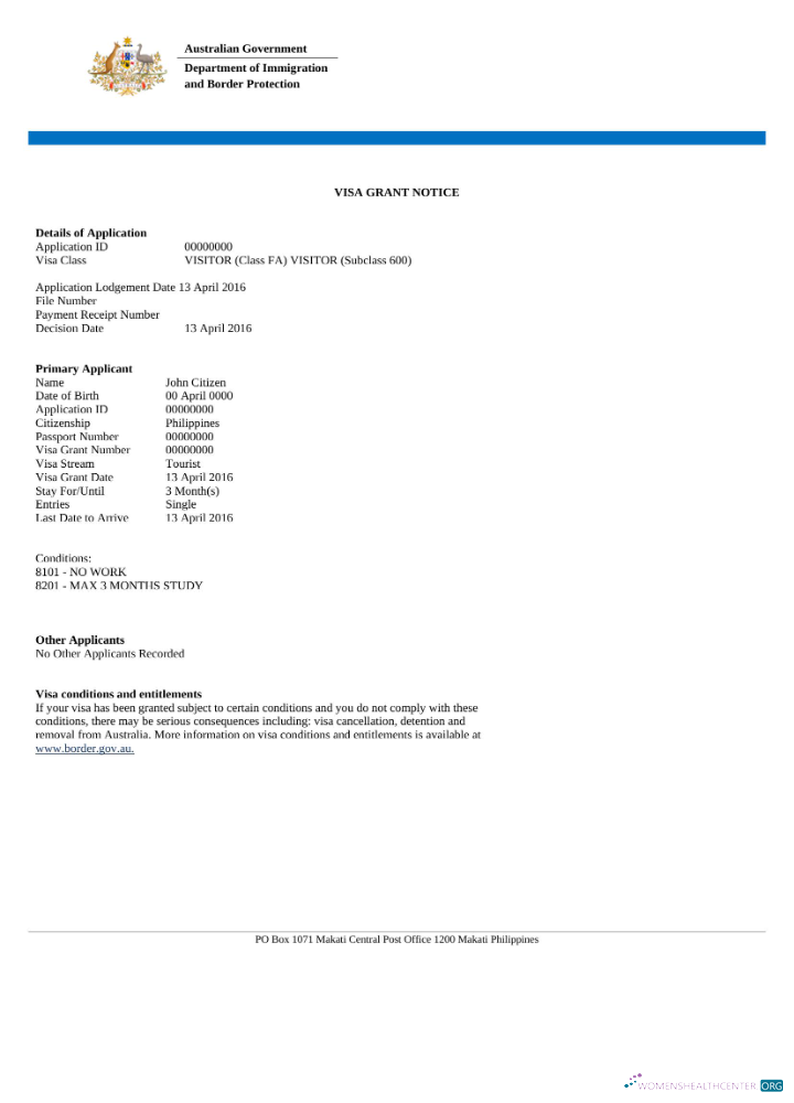 Download Australia e visa in Word and PDF template Photoshop template